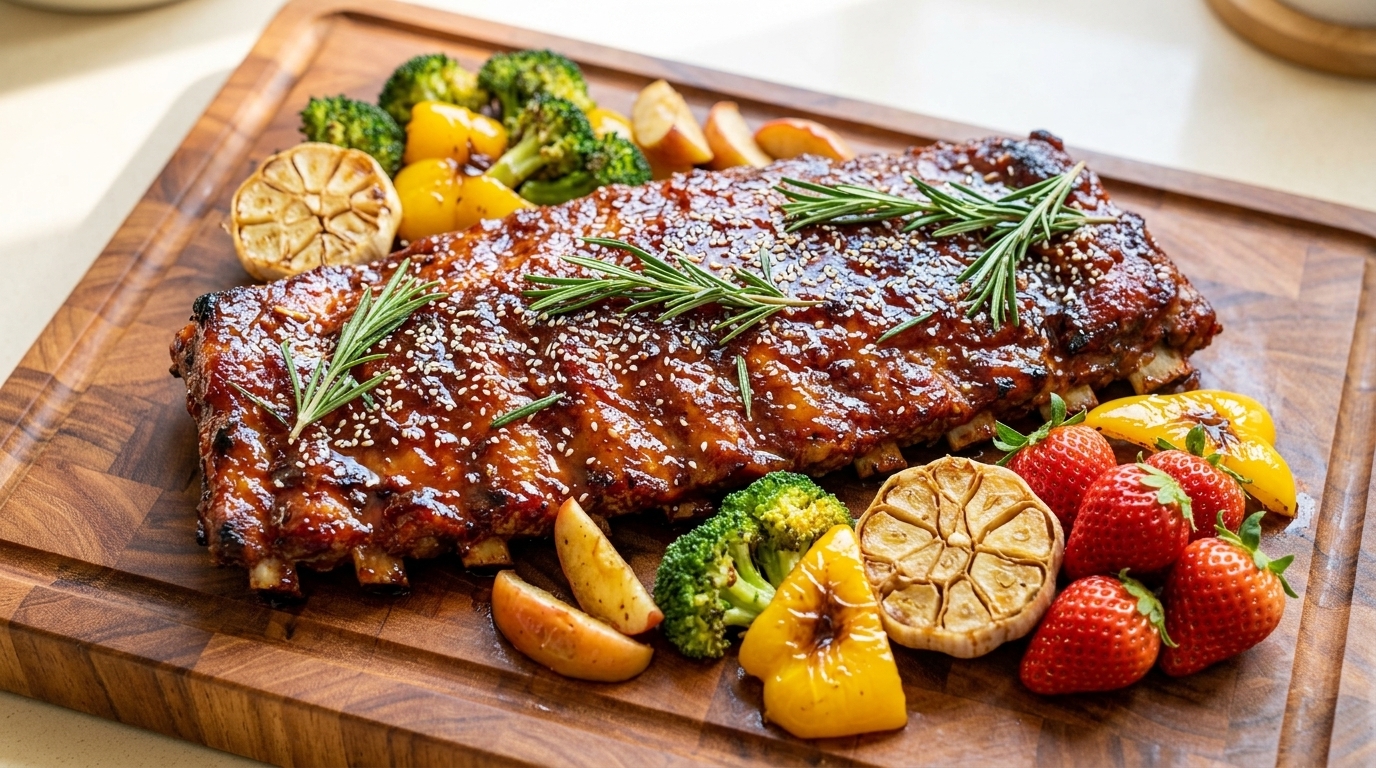 Costillas de Cerdo Asadas con Glaseado de Manzana y Miel (Air Fryer)