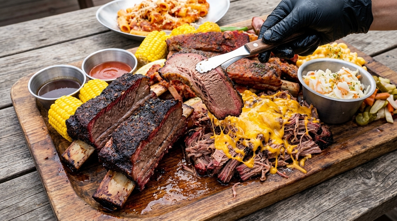Brisket de Texas y Costillas de Res Ahumadas al Estilo Auténtico