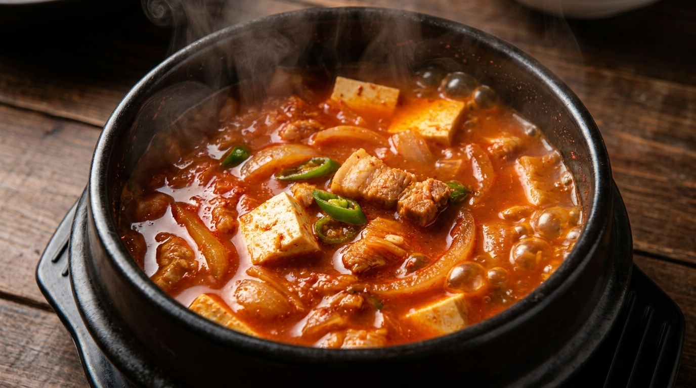 Auténtica Sopa Coreana de Kimchi con Panceta de Cerdo (Kimchi-jjigae)