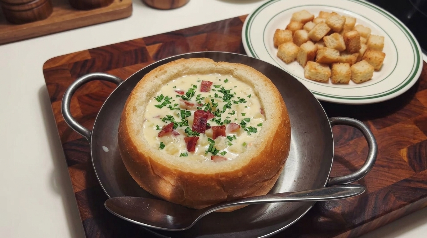 Clam Chowder Clásico en Cuenco de Pan
