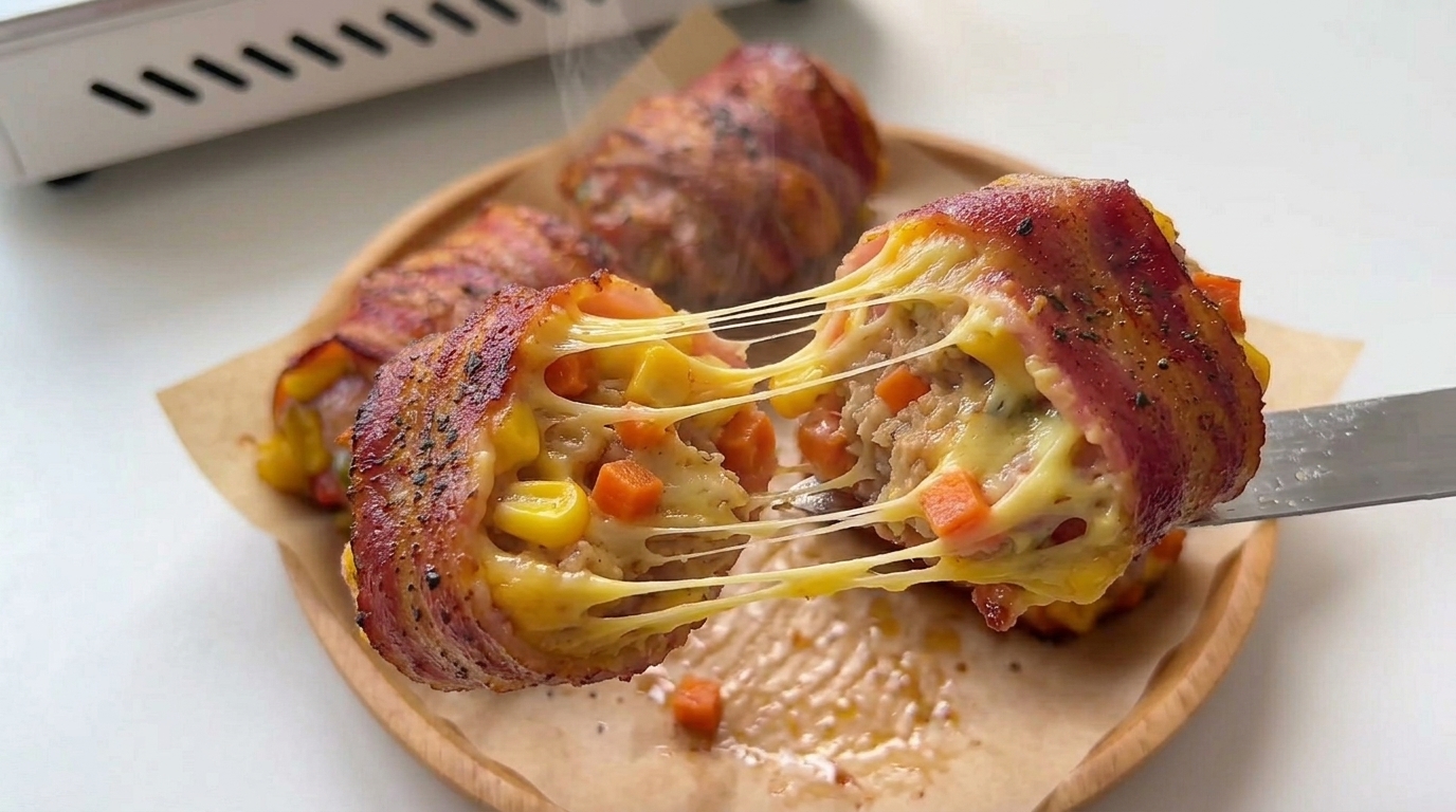 Rollitos de Gambas con Queso Envueltos en Bacon
