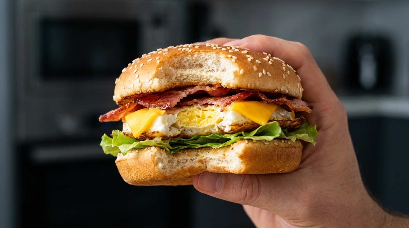 Hamburguesa de Desayuno con Bacon y Huevo Casera