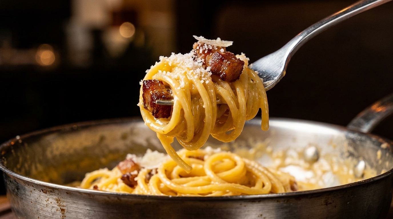 Auténticos Espaguetis a la Carbonara Romana