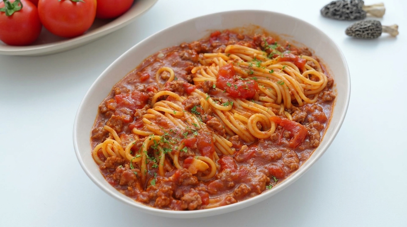Espaguetis con Ragú de Ternera al Tomate y Trufa Negra