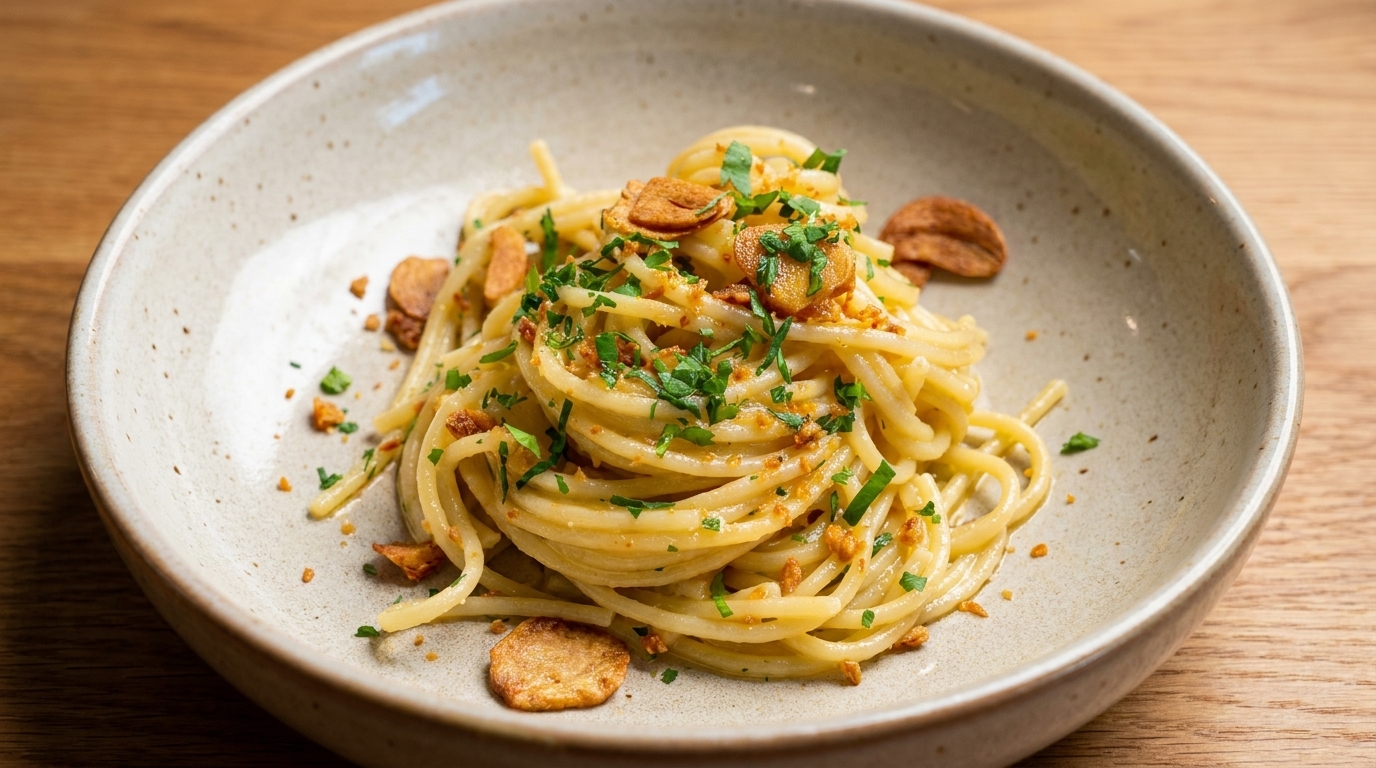 Espaguetis Aglio e Olio (Pasta con Ajo y Aceite)