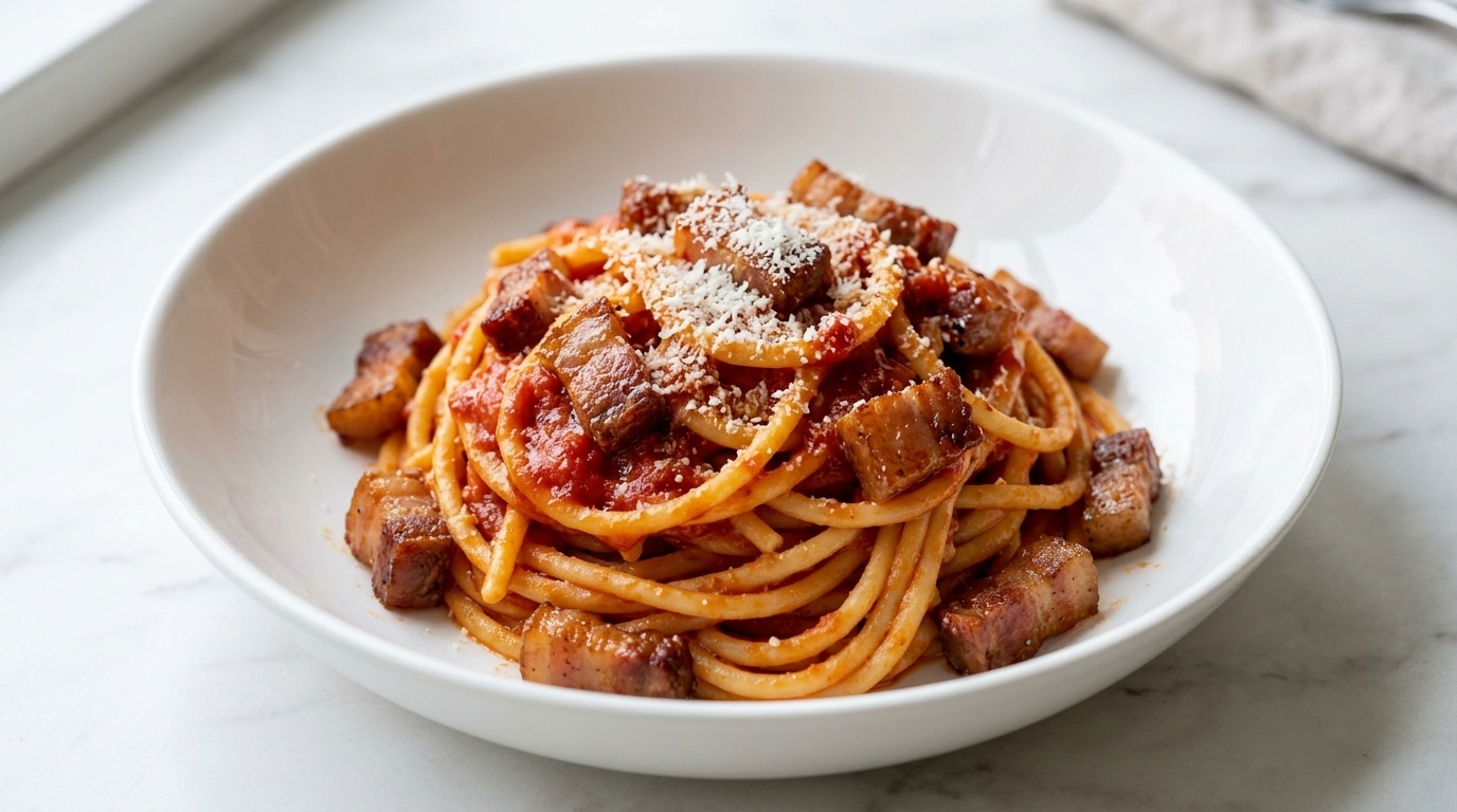 Pasta all'Amatriciana Clásica (Receta Romana Auténtica)