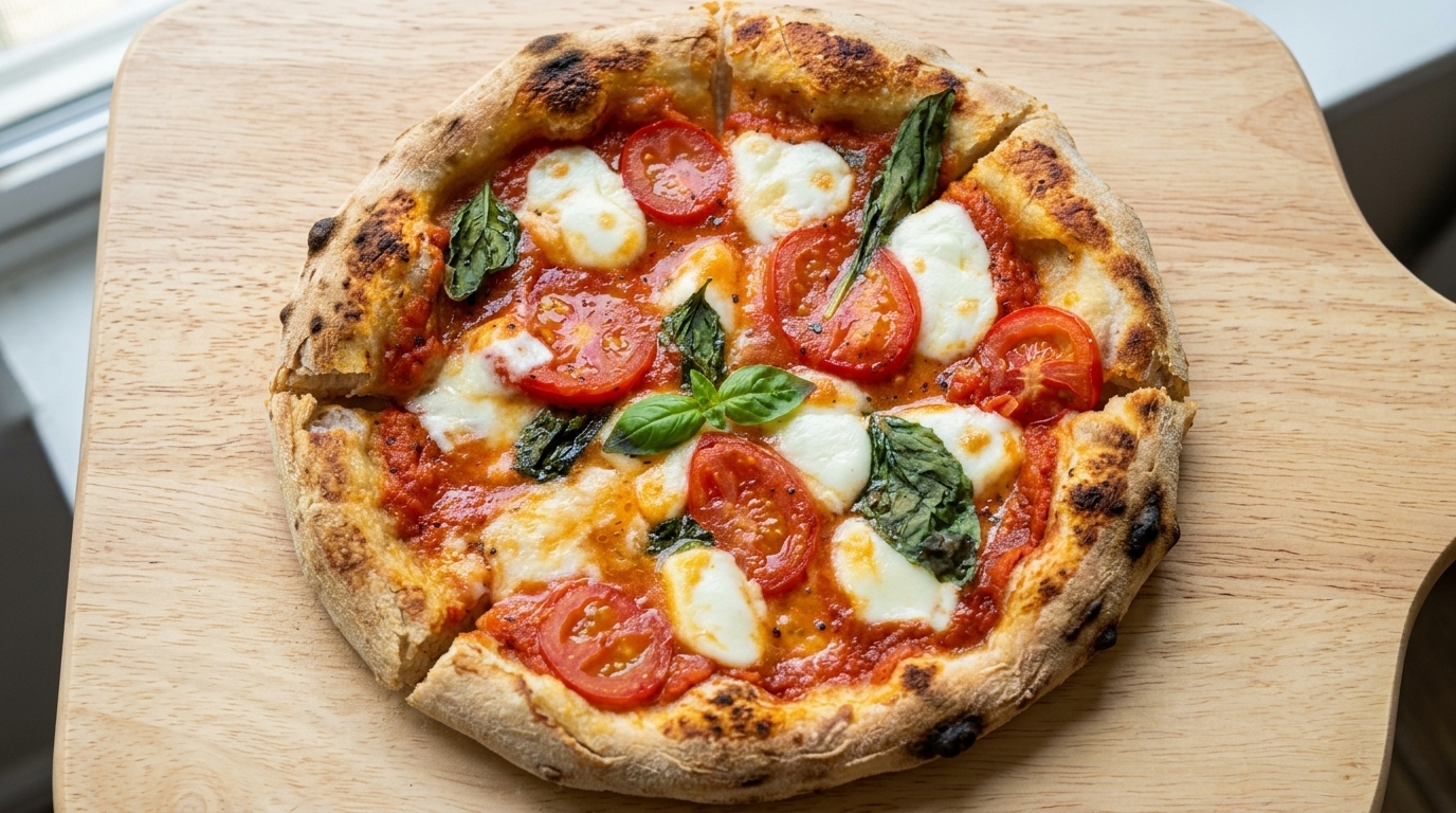 Clásica Pizza Margarita al Estilo Napolitano