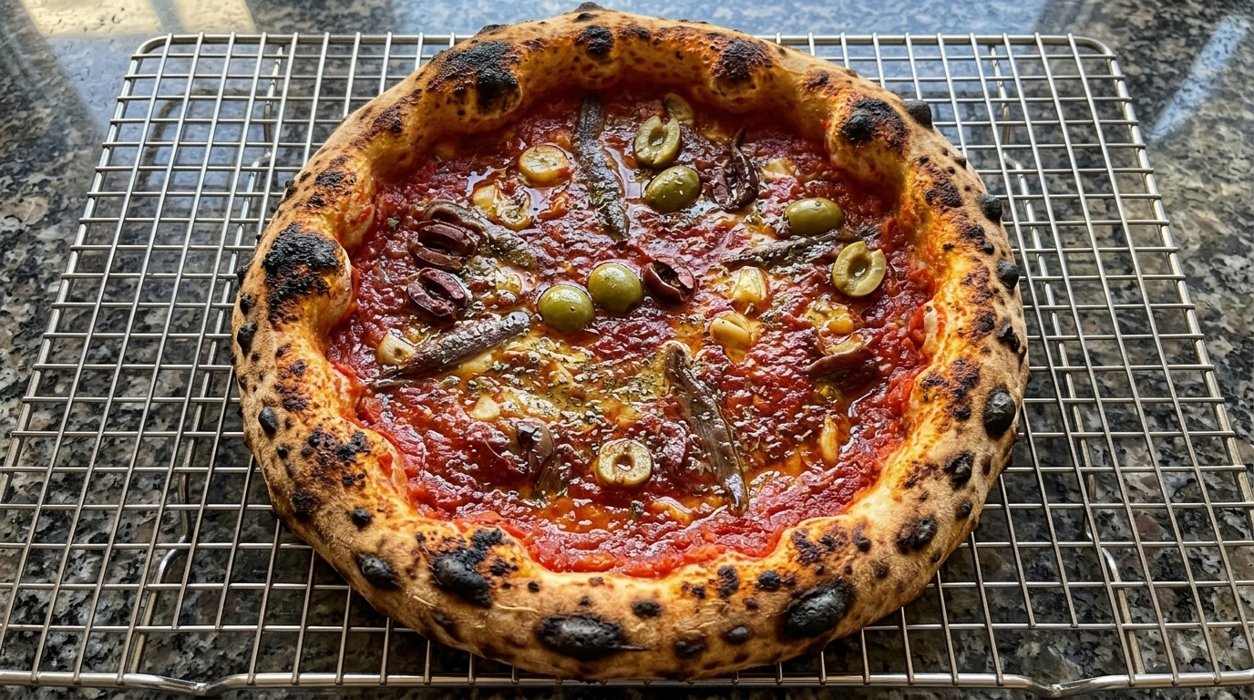 Auténtica Pizza Napolitana de Marisco con Anchoas