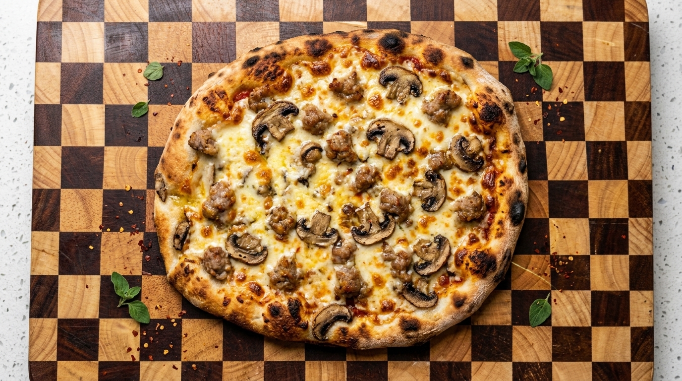 Pizza Boscaiola de Salchicha Italiana y Champiñones