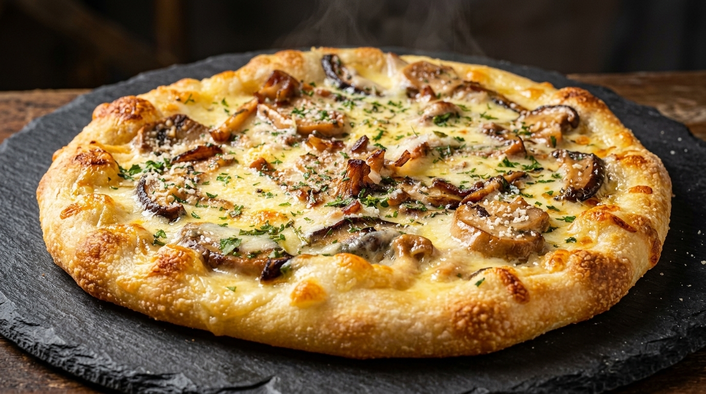 Pizza Blanca de Champiñones al Ajo