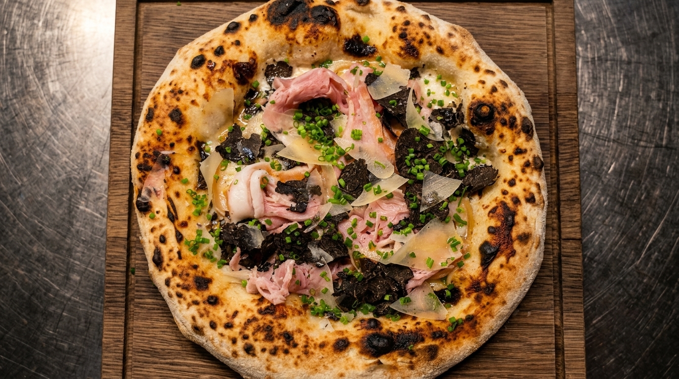 Pizza de Trufa Negra con Salsa Bechamel Estilo Restaurante