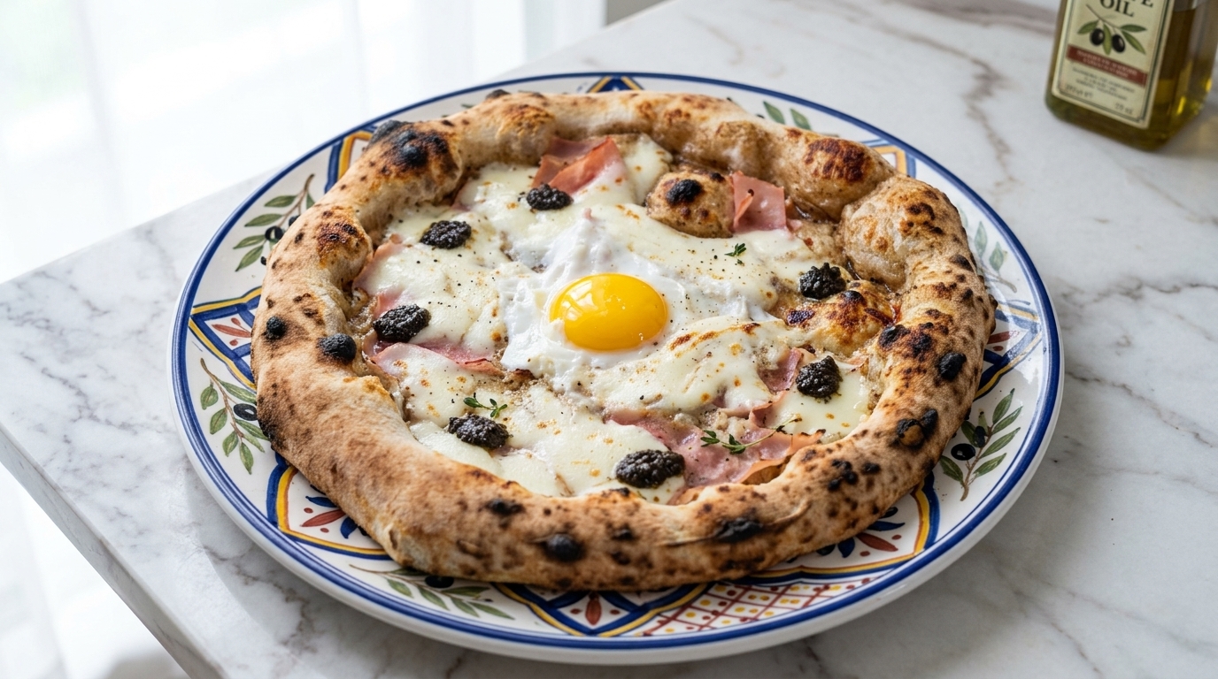 Pizza Napolitana de Trufa Negra y Huevo Lava