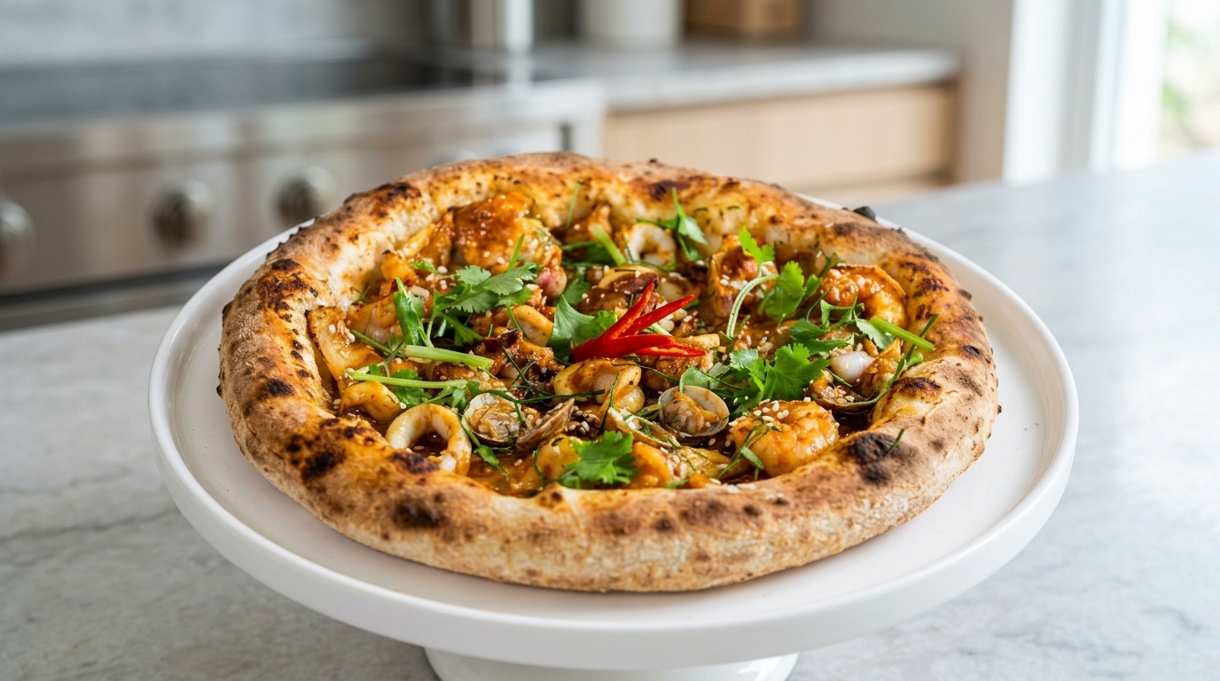 Pizza de Mariscos al Estilo Tom Yum