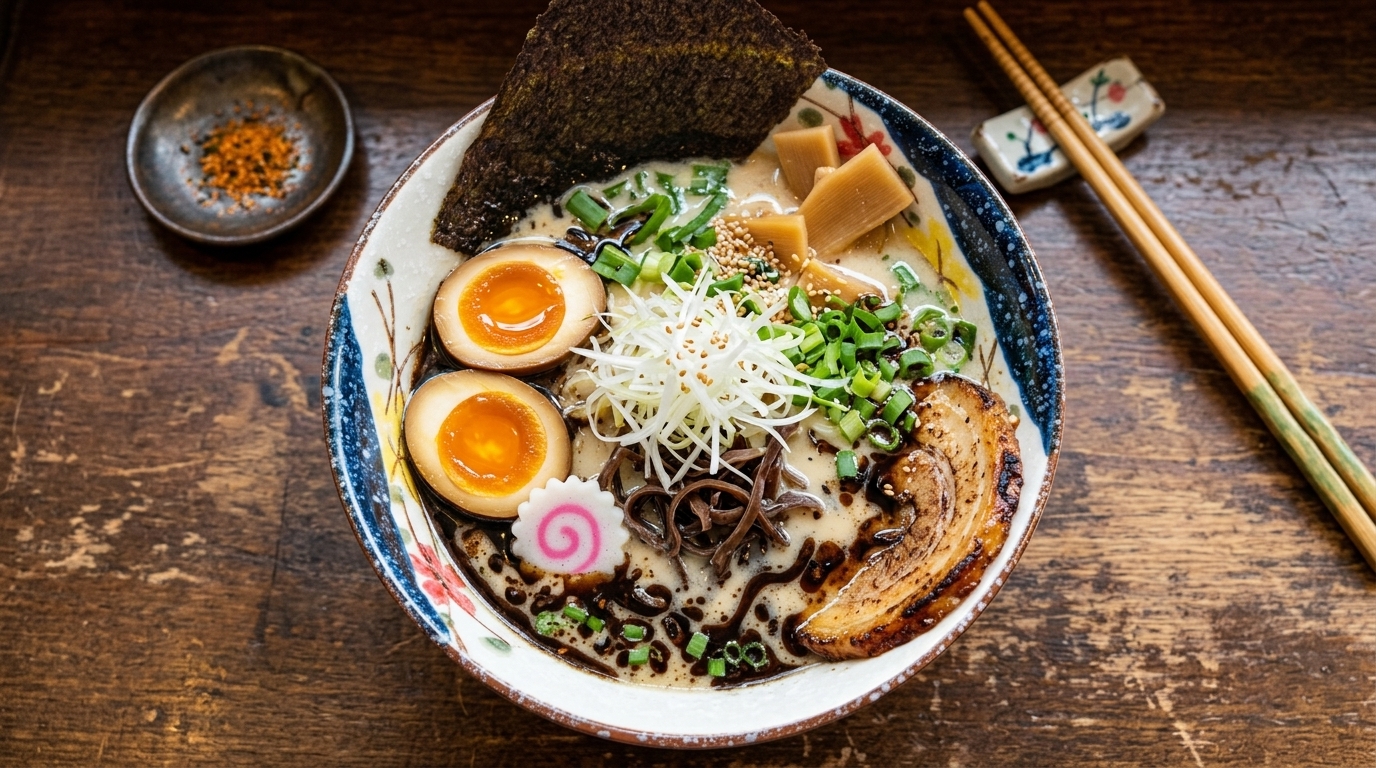 Ramen Tonkotsu con Aceite de Ajo Negro (Mayu Ramen)