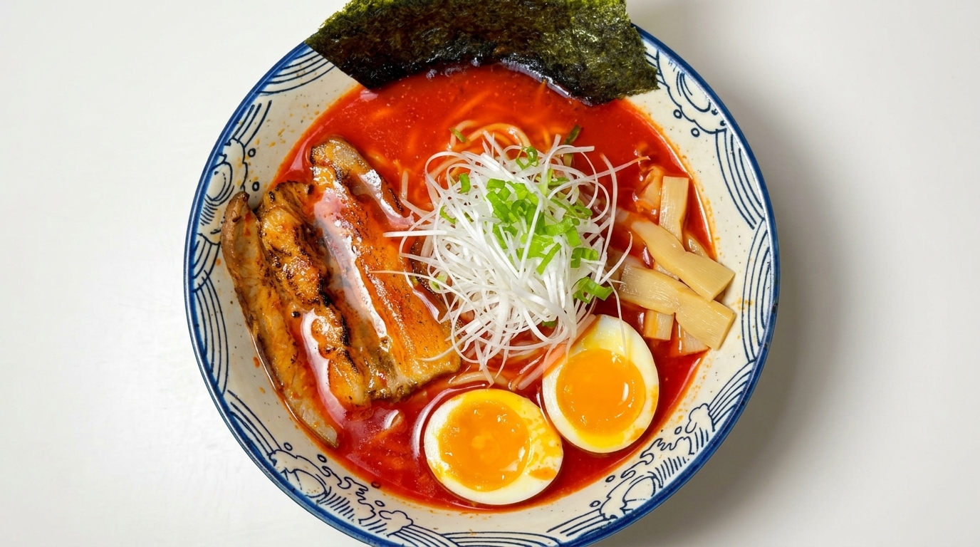 Ramen del Infierno Japonés (Spicy Tonkotsu Ramen)