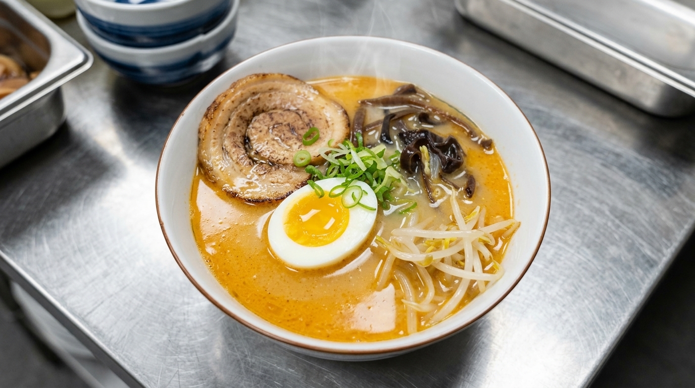 Ramen de Tonkotsu y Miso al Estilo Japonés
