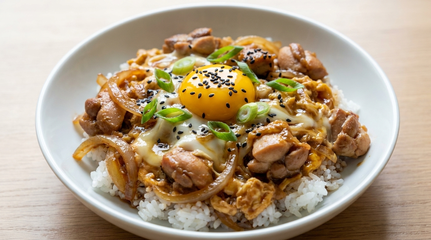 Oyakodon Auténtico (Bol Japonés de Arroz con Pollo y Huevo)