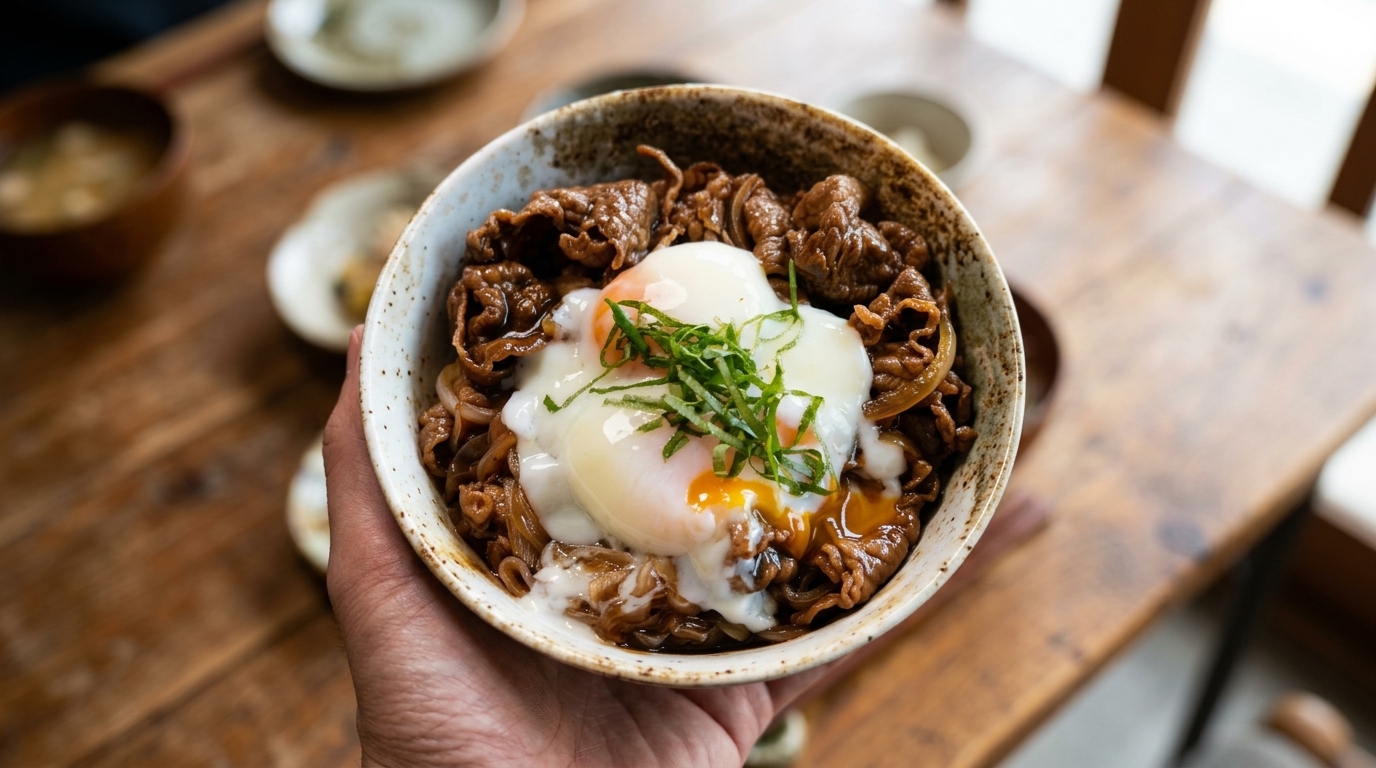 Gyudon Japonés Auténtico (Bol de Ternera con Huevo Onsen)
