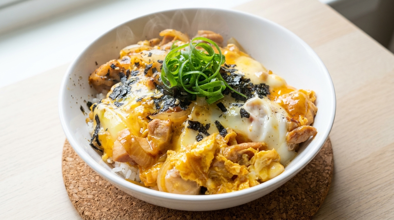 Oyakodon Clásico Japonés (Bowl de Pollo y Huevo sobre Arroz)