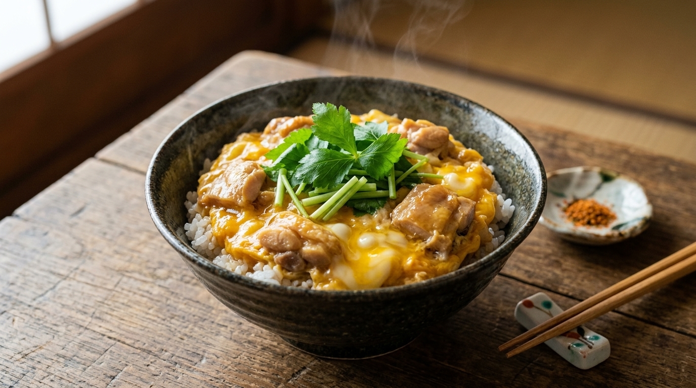 Oyakodon auténtico (Tazón japonés de pollo y huevo)
