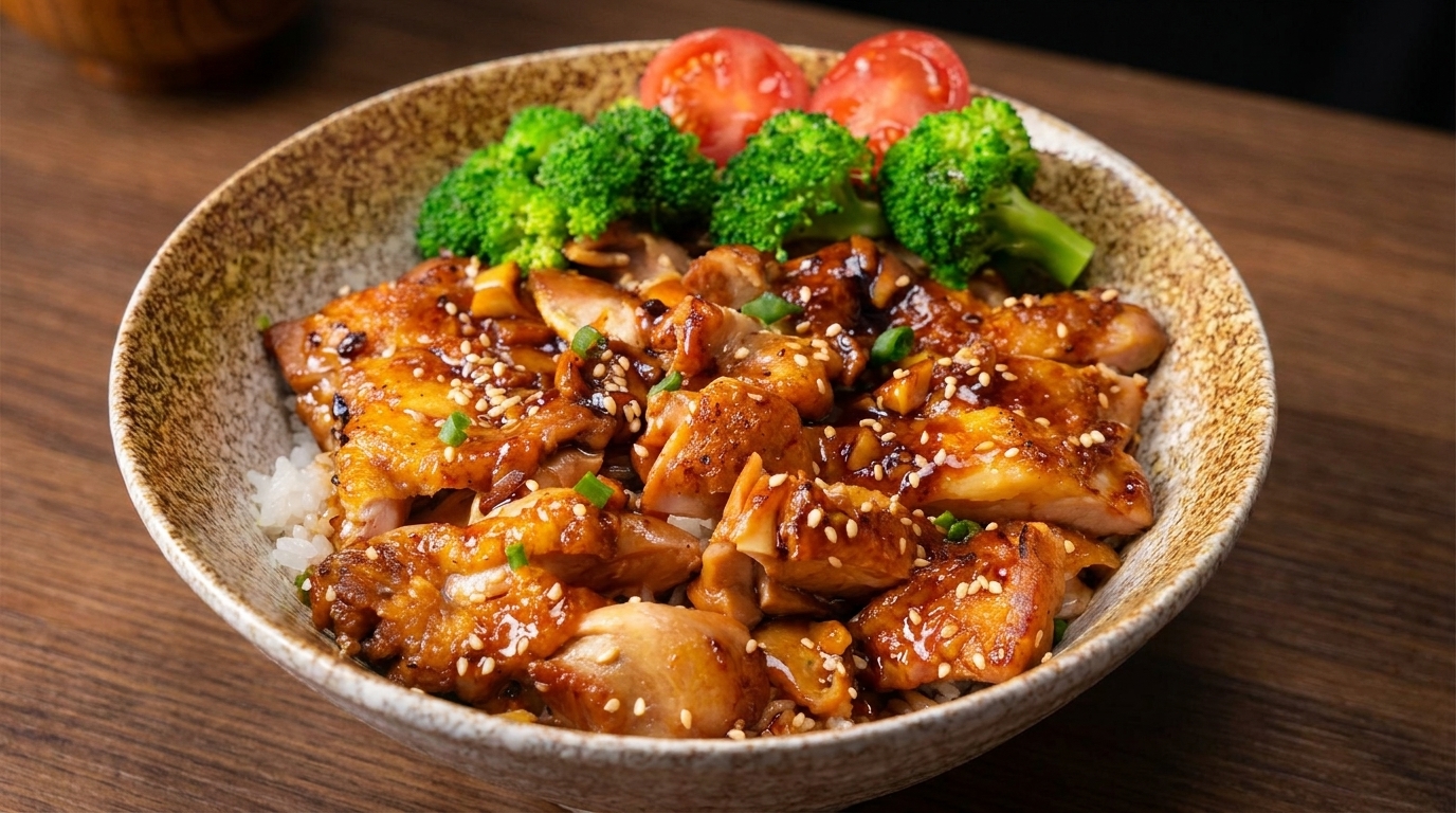Bol de Pollo Teriyaki Clásico Japonés (Teriyaki Donburi)