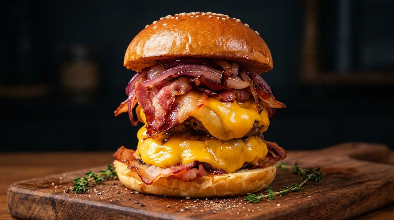 La Hamburguesa Doble de Ternera y Bacon Definitiva desde Cero