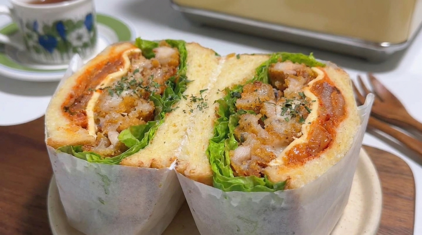 Sándwich Crujiente de Pollo y Kimchi con Mayonesa de Yuzu