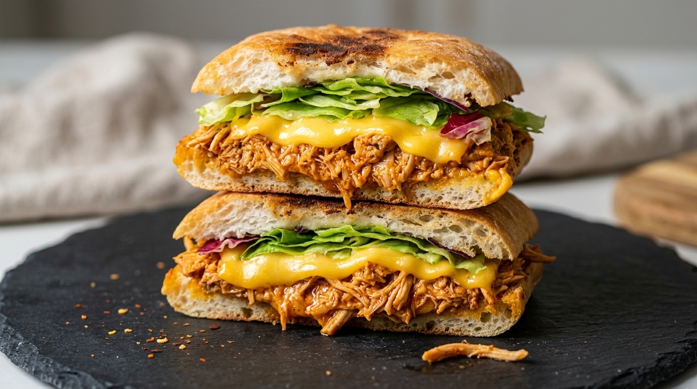 Sándwich de Ciabatta con Pollo Desmechado al Estilo Mexicano