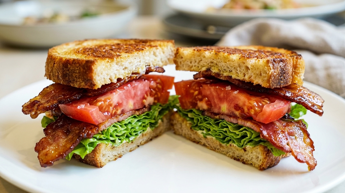 El mejor sándwich BLT con tocino glaseado a la miel