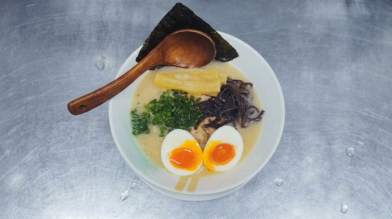 Ramen Tonkotsu Auténtico (Sopa de Fideos con Caldo de Cerdo Cremoso)