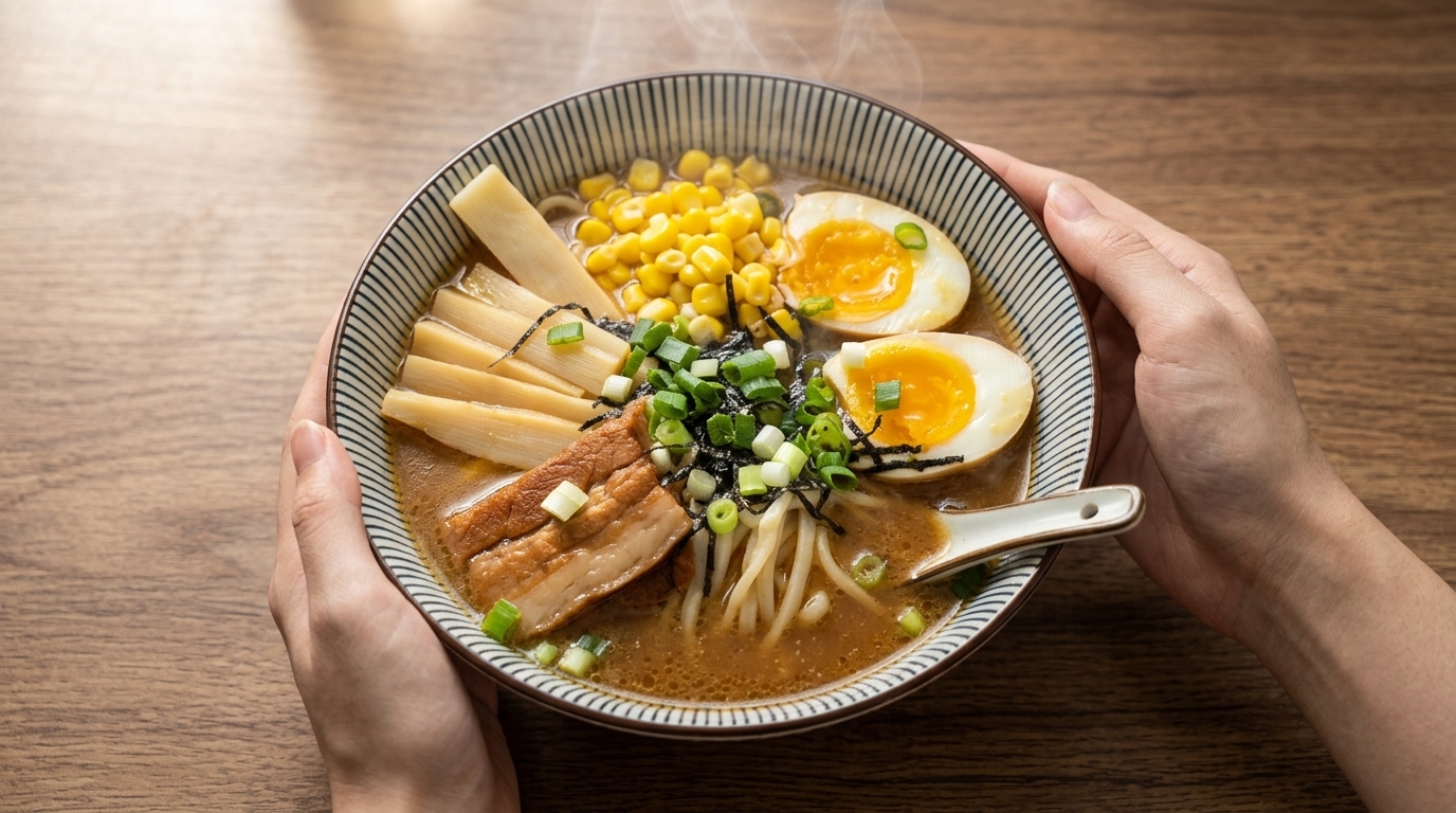 Ramen de Miso Auténtico con Chashu y Huevo Meloso
