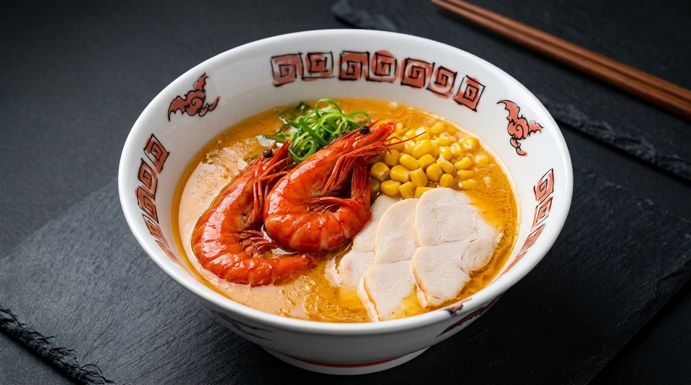 Ramen Dorado de Camarón de la Isla Ártica (Ebi Tonkotsu)