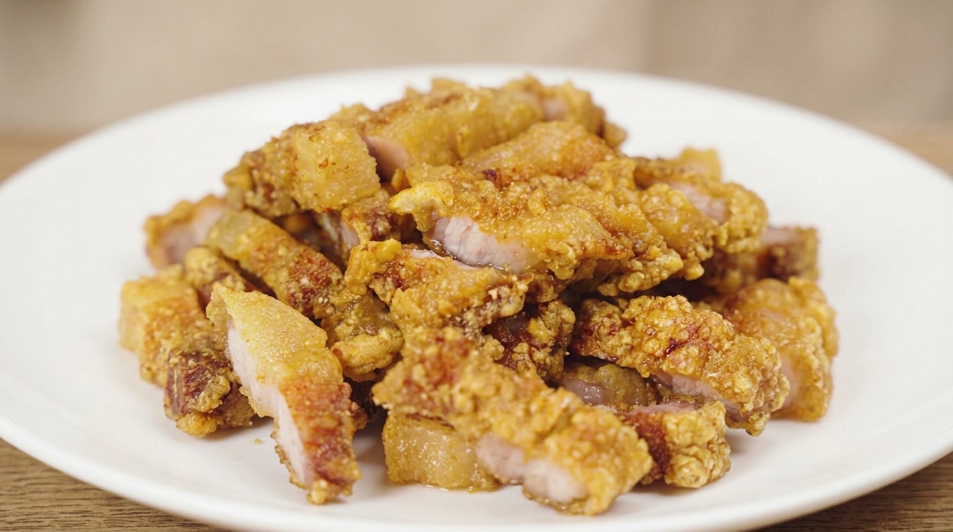 Panceta de cerdo frita crujiente al ajo