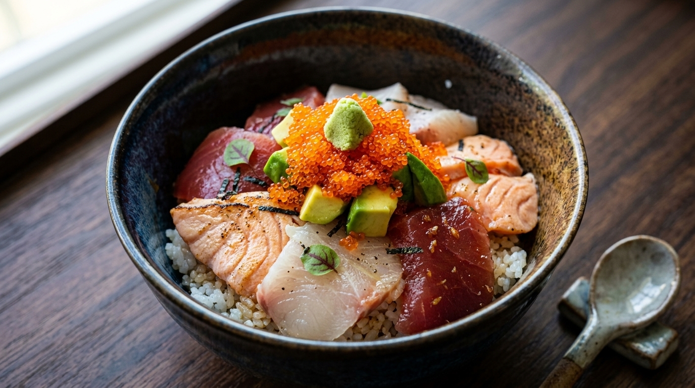 Kaisendon: Donburi de marisco japonés al estilo de un restaurante