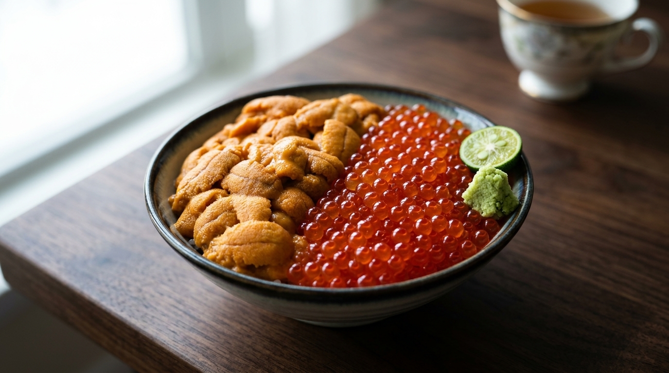 Uni e Ikura Don Premium (Tazón de Erizo de Mar y Huevas de Salmón)