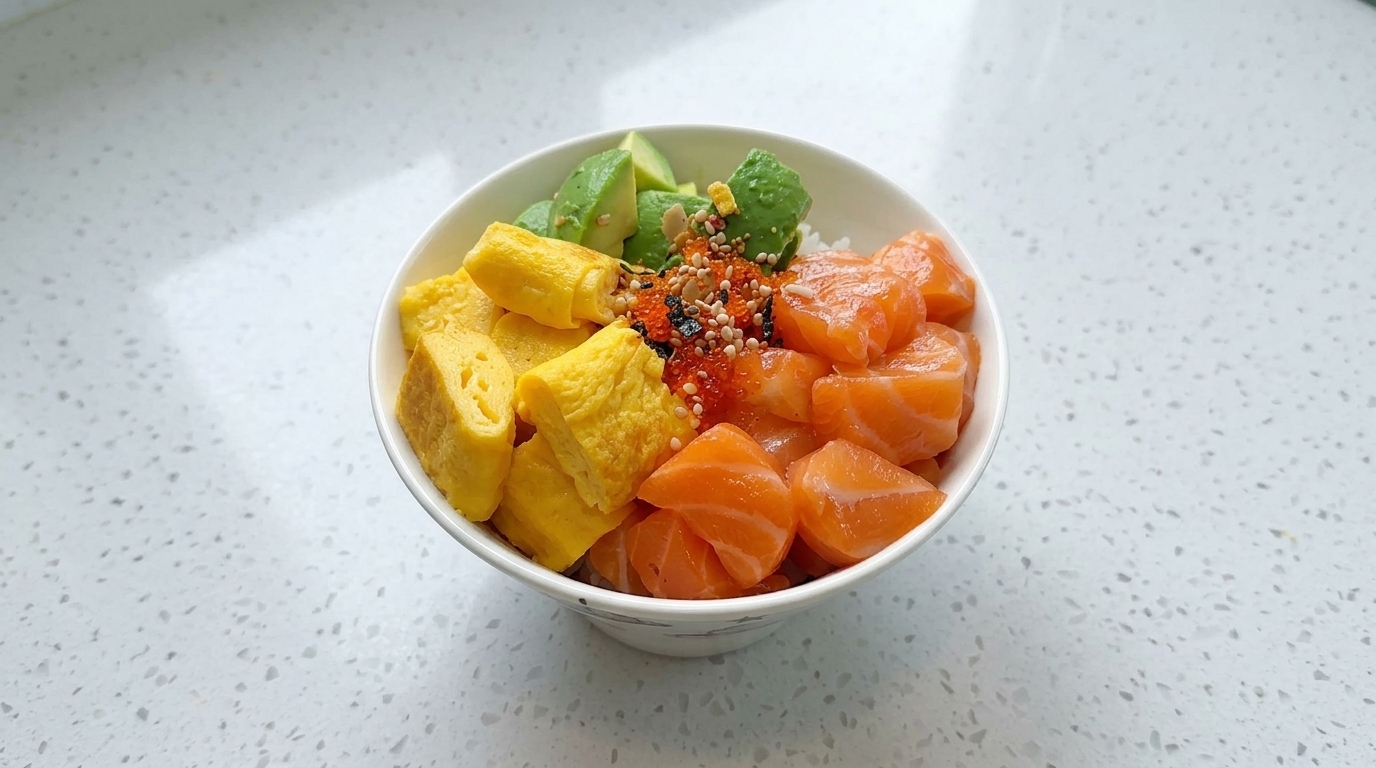 Salmon Donburi (Sake Don) con Tamagoyaki Casero