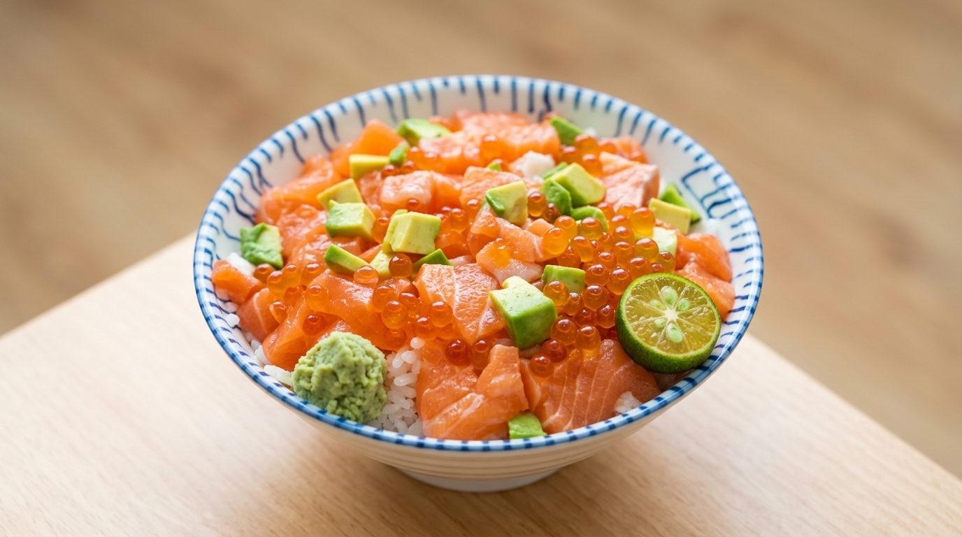 Salmon Oyakodon (Tazón de arroz con salmón e ikura)