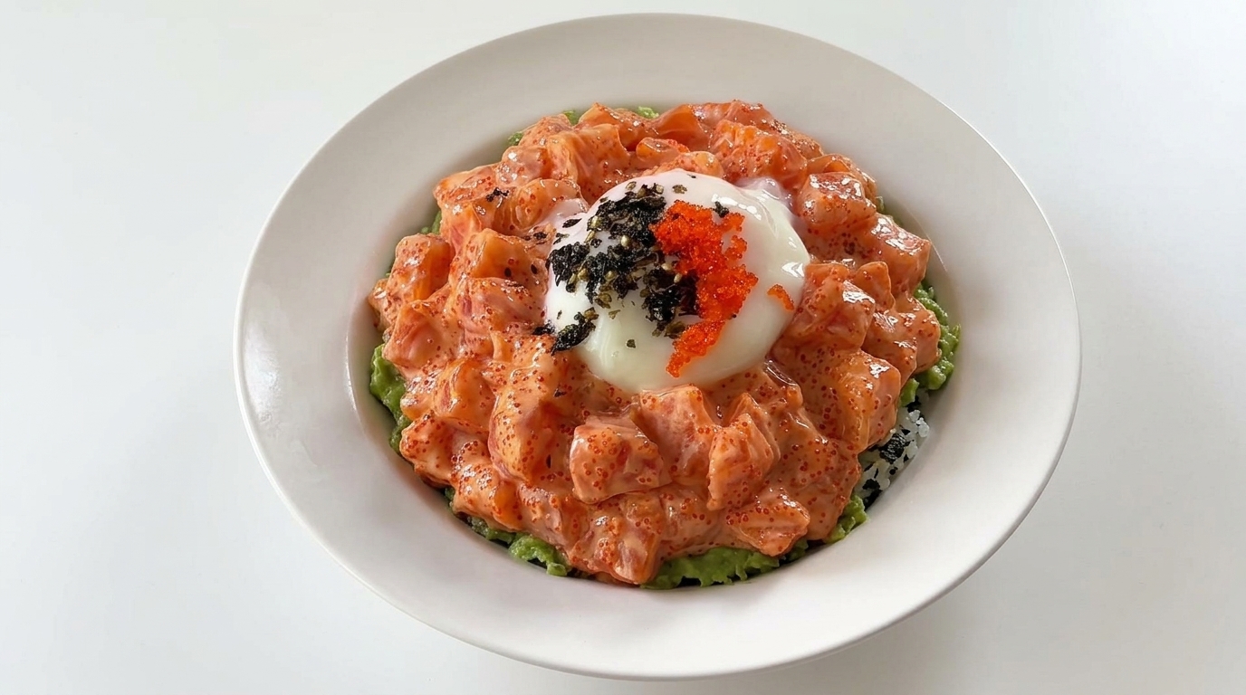 Tazón de Arroz con Salmón Cremoso y Aguacate (Salmon Donburi)