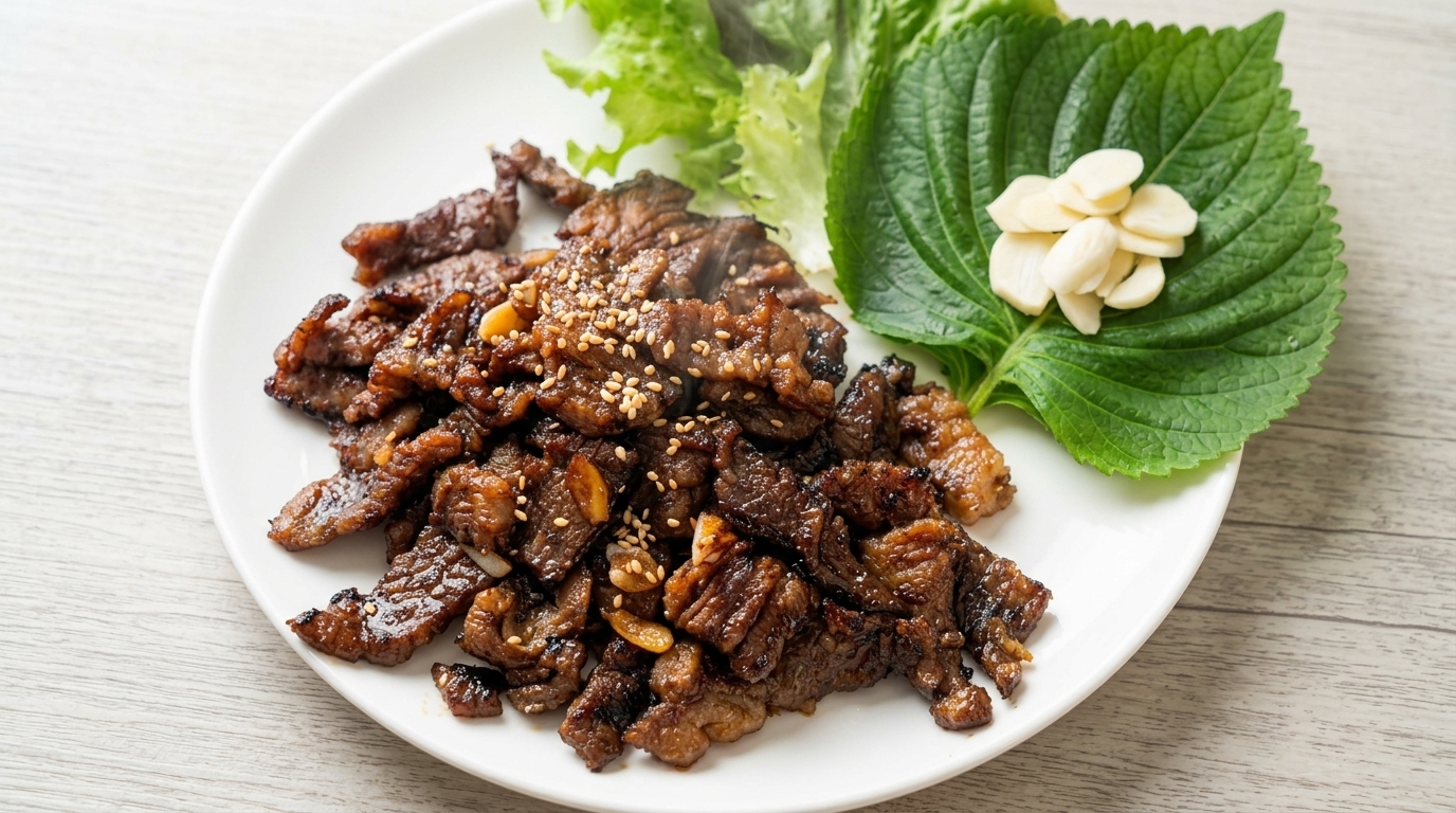 Ternera marinada al estilo Suwon Wang Galbi (Barbacoa coreana)