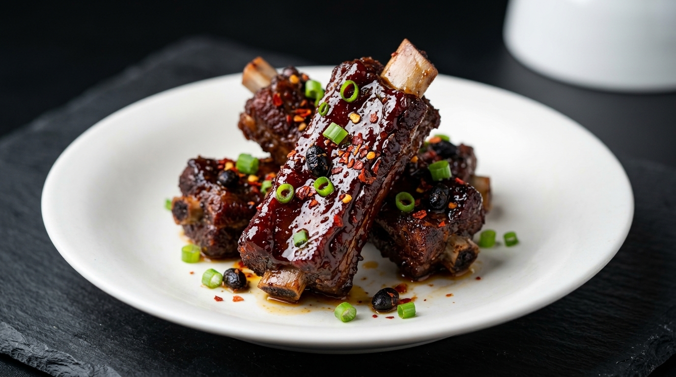 Costillas de Cerdo Curadas al Vapor con Frijoles Negros Fermentados (Xiang Cai La Pai Gu)