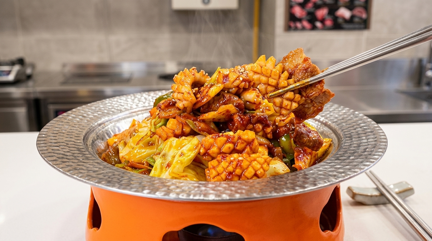 Salteado Coreano Picante de Calamar y Panceta (Osam-Bulgogi)