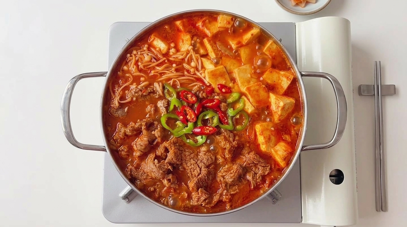 Estofado coreano de kimchi, ternera y tofu (Kimchi Jjigae)