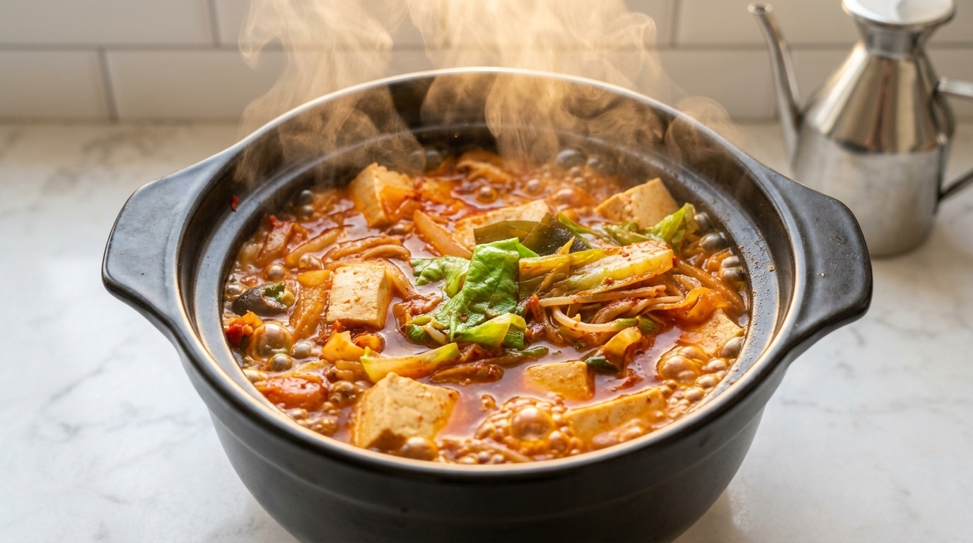 Sopa de Kimchi y Tofu Picante (Kimchi Jjigae)