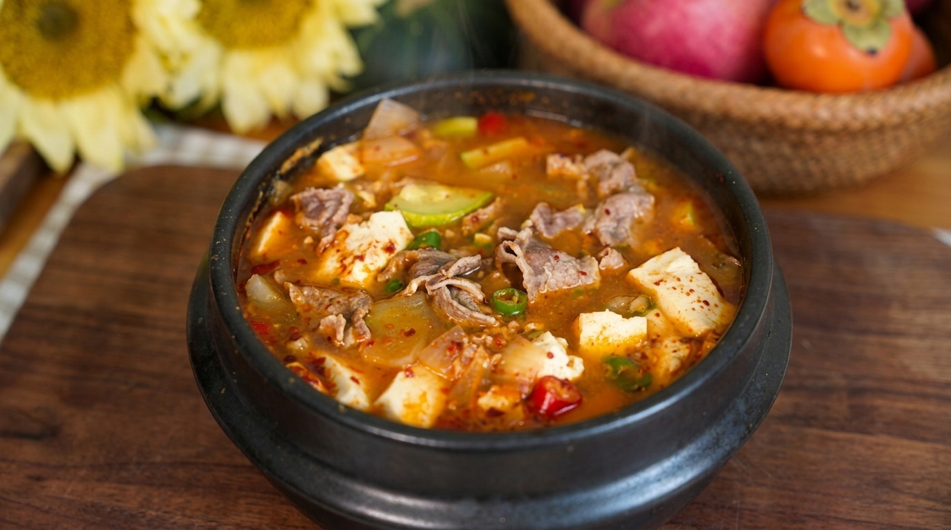 Estofado coreano auténtico de pasta de soja (Doenjang-jjigae)
