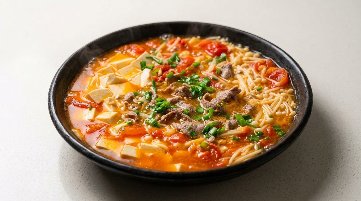 Sopa Clásica de Tomate, Ternera y Tofu
