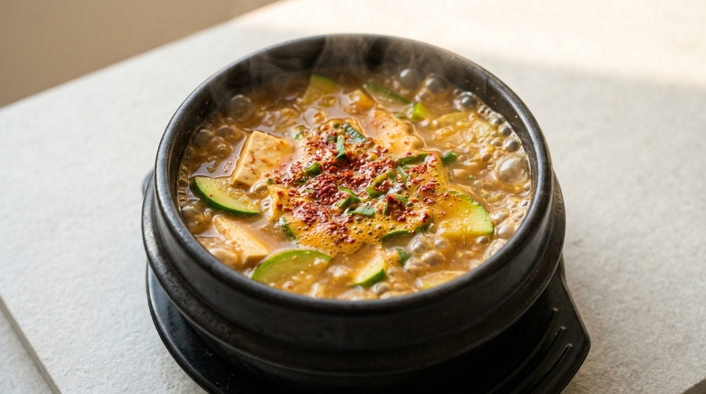 Auténtico estofado coreano de pasta de soja (Doenjang Jjigae)