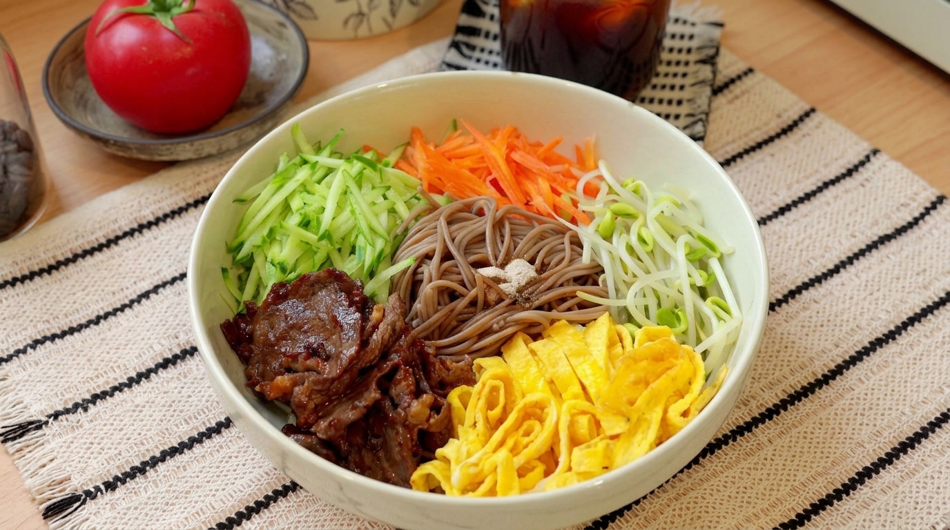 Fideos Soba con Ternera y Ponzu de Yuzu, Bajos en Calorías