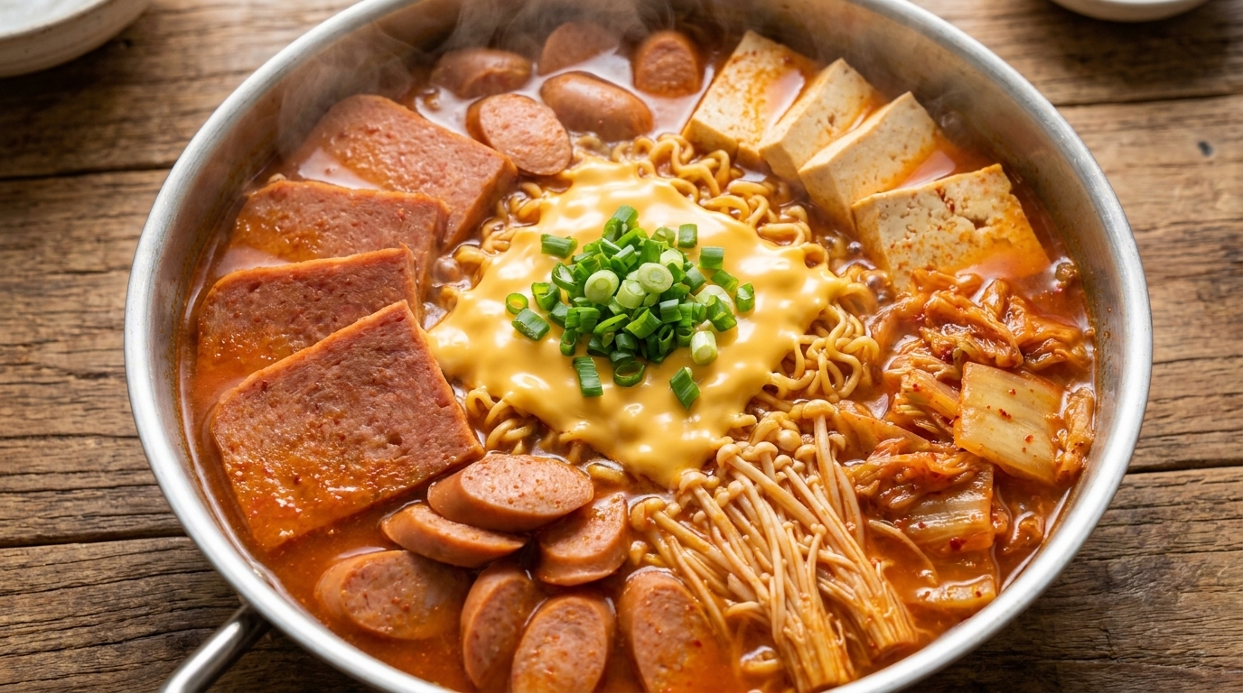 El clásico Budae Jjigae (Estofado del ejército coreano)