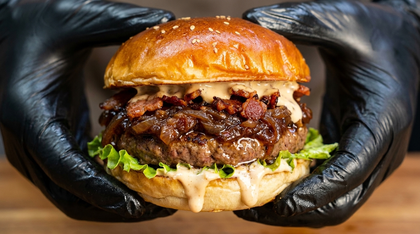 Topping de Cebolla Caramelizada y Beicon Ahumado para Hamburguesas