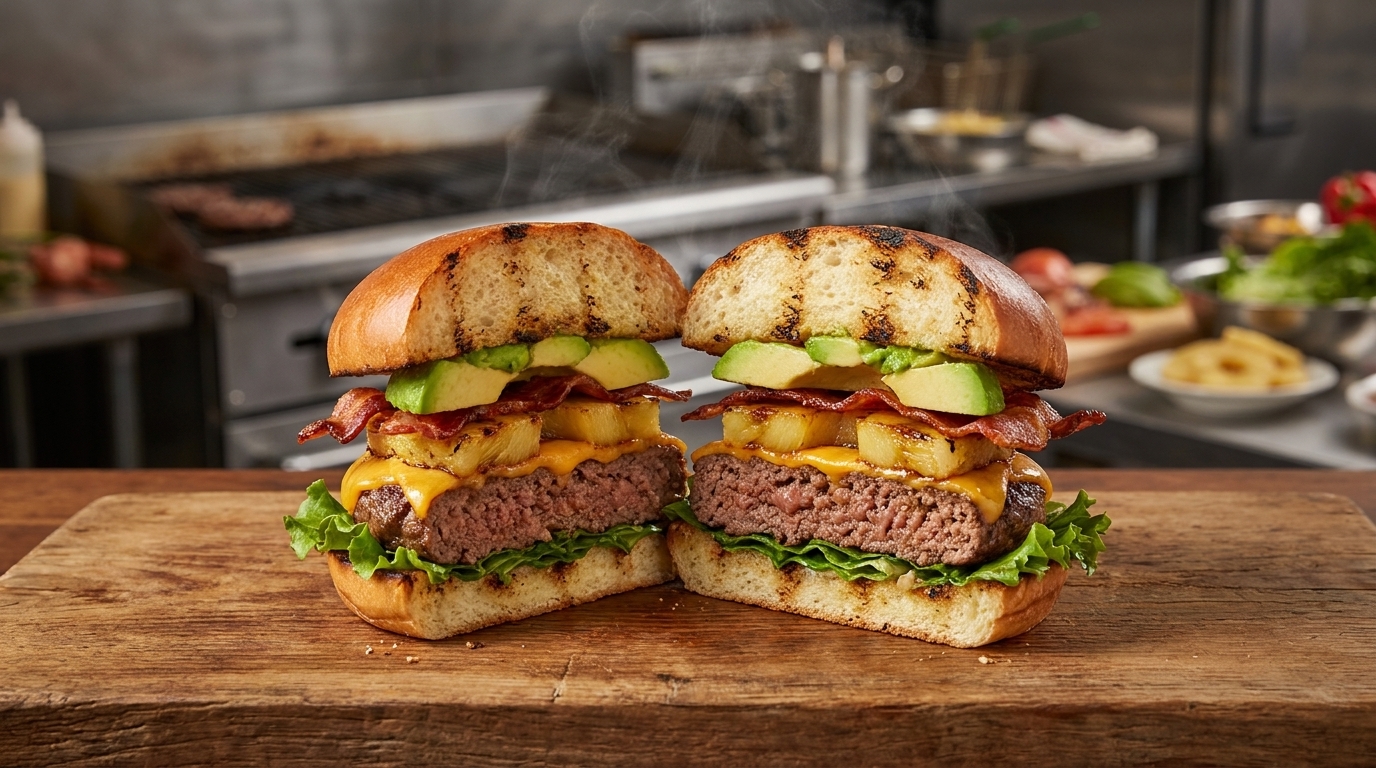 Hamburguesa Gourmet de Ternera con Aguacate y Bacon
